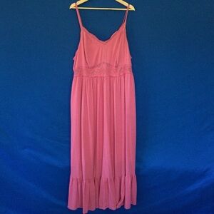 Torrid Pink Lace Insert Maxi Dress Lined Pockets Summer